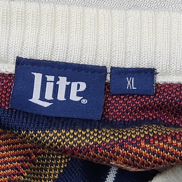 Miller Lite Sweater Mens XL White Christmas Lights Beer Ugly Holiday Pullover - Picture 10 of 11